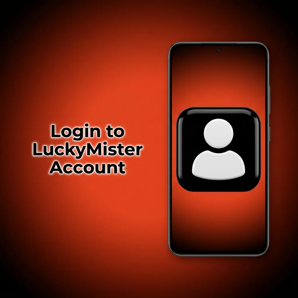 LuckyMister login page showing email or username and password fields, plus quick sign-in options and security prompt