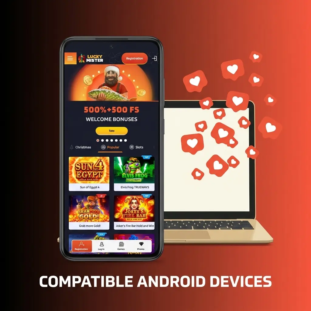 LuckyMister app compatible Android devices in the UK including Samsung Galaxy, Google Pixel, OnePlus, and more
