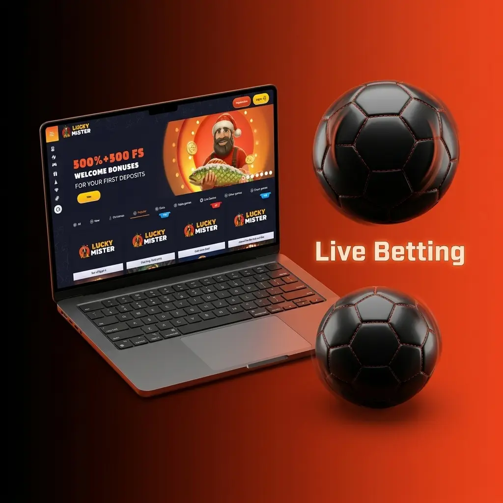 LuckyMister live betting screen showing in-play odds, bet slip updates, and live stats for football and tennis