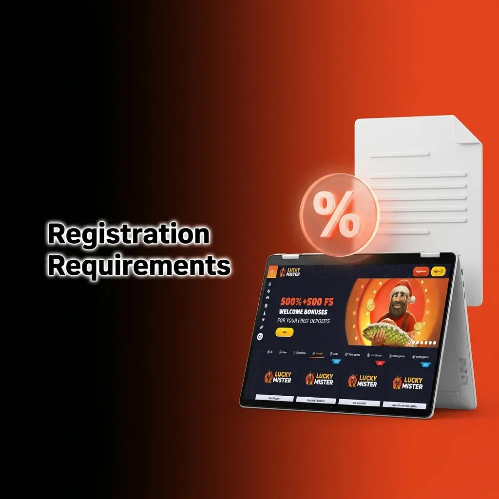 LuckyMister registration requirements list: age 18+, accurate personal details, one account, ID checks, payment in your name