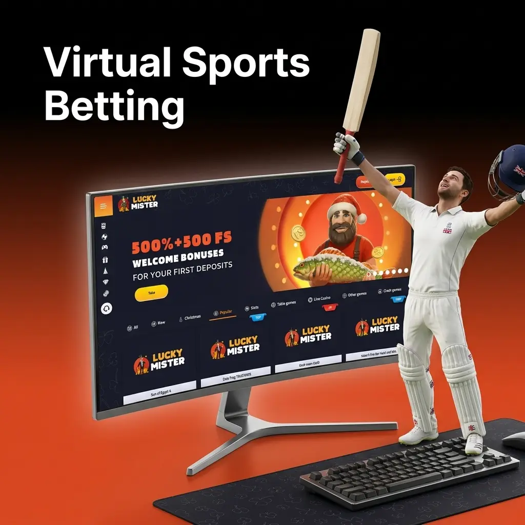 Virtual sports betting on LuckyMister UK featuring virtual football, horse racing, tennis and greyhounds with fast results