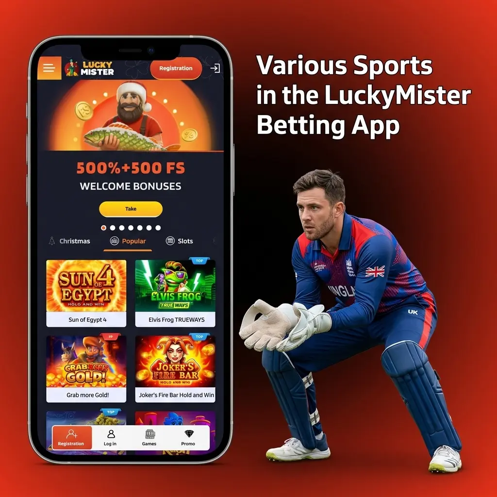 LuckyMister betting app sports selection including football, tennis, cricket, basketball, eSports and more for UK players